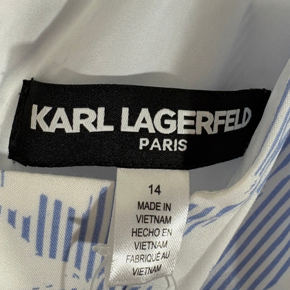 Karl Lagerfeld Paris Floral Burnout Cotton Midi Dress Blue White LD6YAQ81 14 - Picture 5 of 9